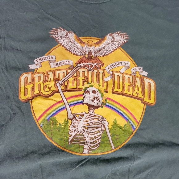 Life Clothing Co Green Grateful Dead Graphic Band T Shirt Size Medium Rainbow - Picture 3 of 4